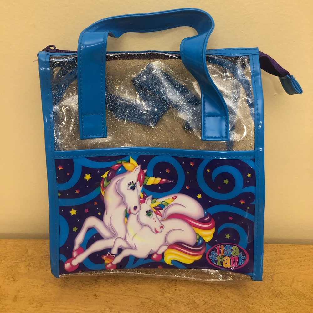 Vintage Lisa Frank Markie and Celeste Unicorn glitter tote bag